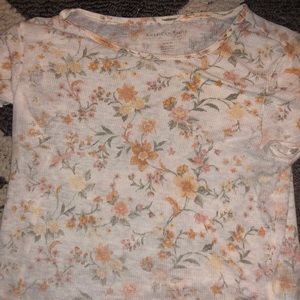 Flower print ribbed crop top